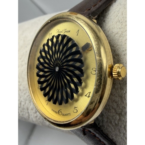 Saint-Jean Ladies Watch Swiss Made New Battery Kaleidoscope 30MM 7.25" Leather‎ - Picture 2 of 12